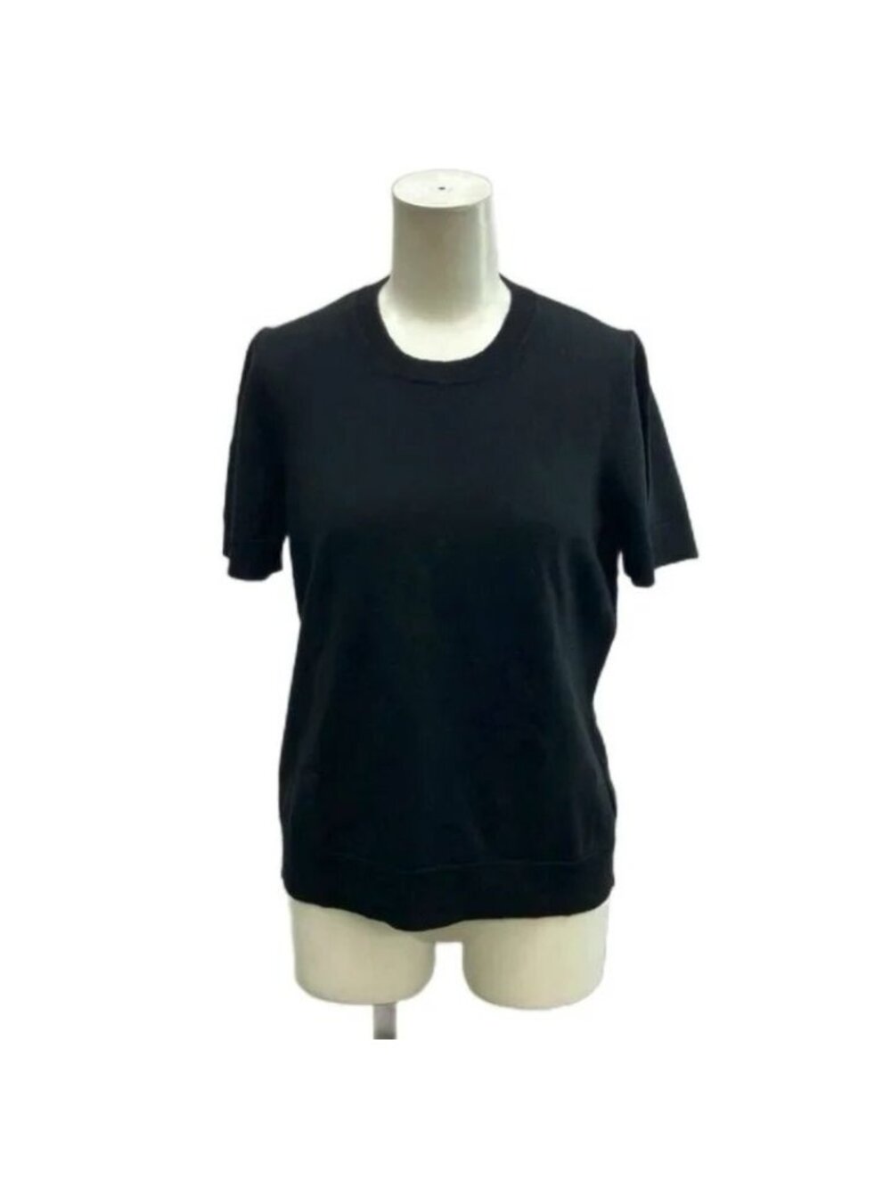 Dior D Uniforme Knit Sweater Wool Short Sleeve Black Round Neck 38